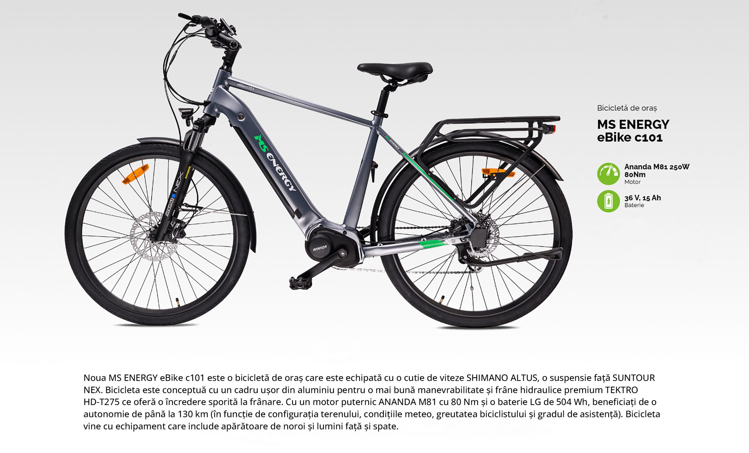 Misleading paperback Climatic mountains Bicicleta electrica MS ENERGY eBike c101, 250W, 36V, 15Ah - E-Trotineta.ro ®